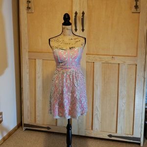 Pink & blue lace club dress